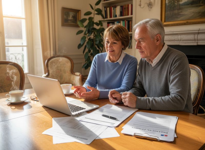 Couple qui fait le point sur sa retraite