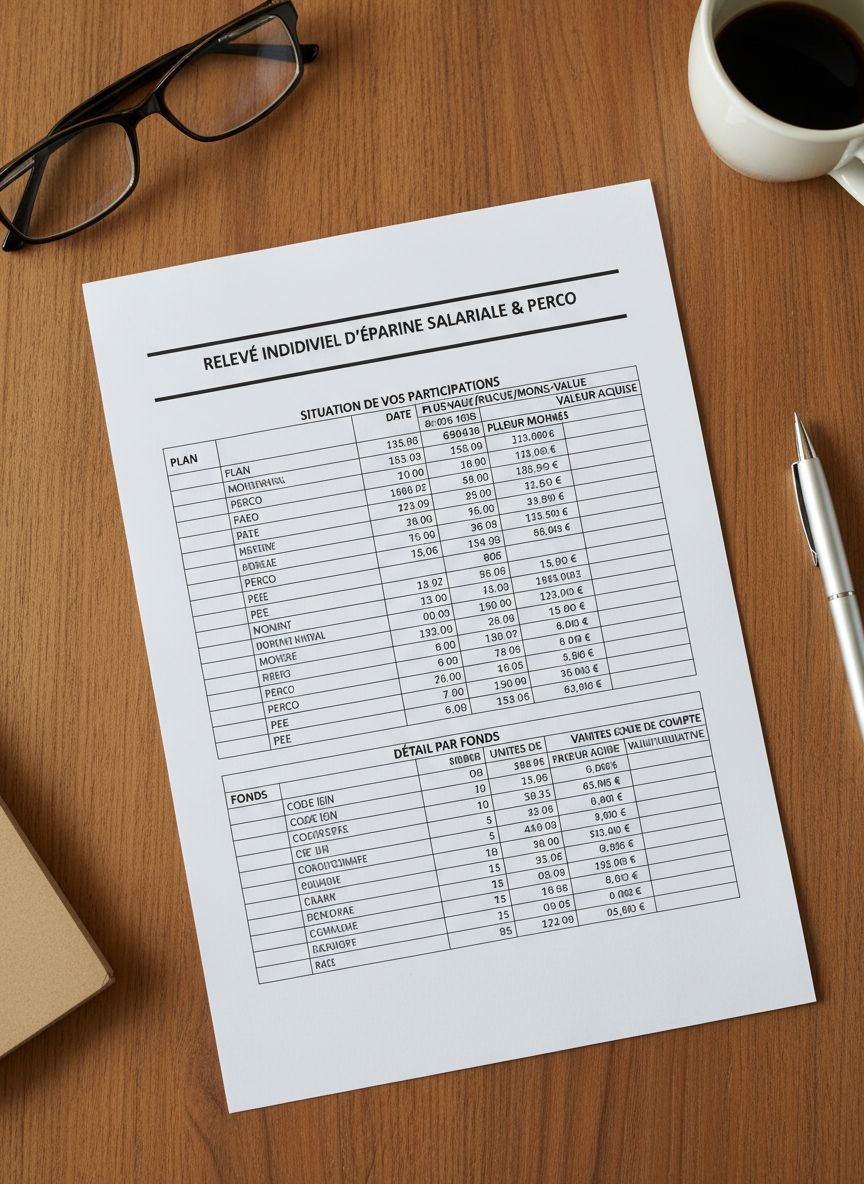 Relevé de compte d'épargne salariale PERCO